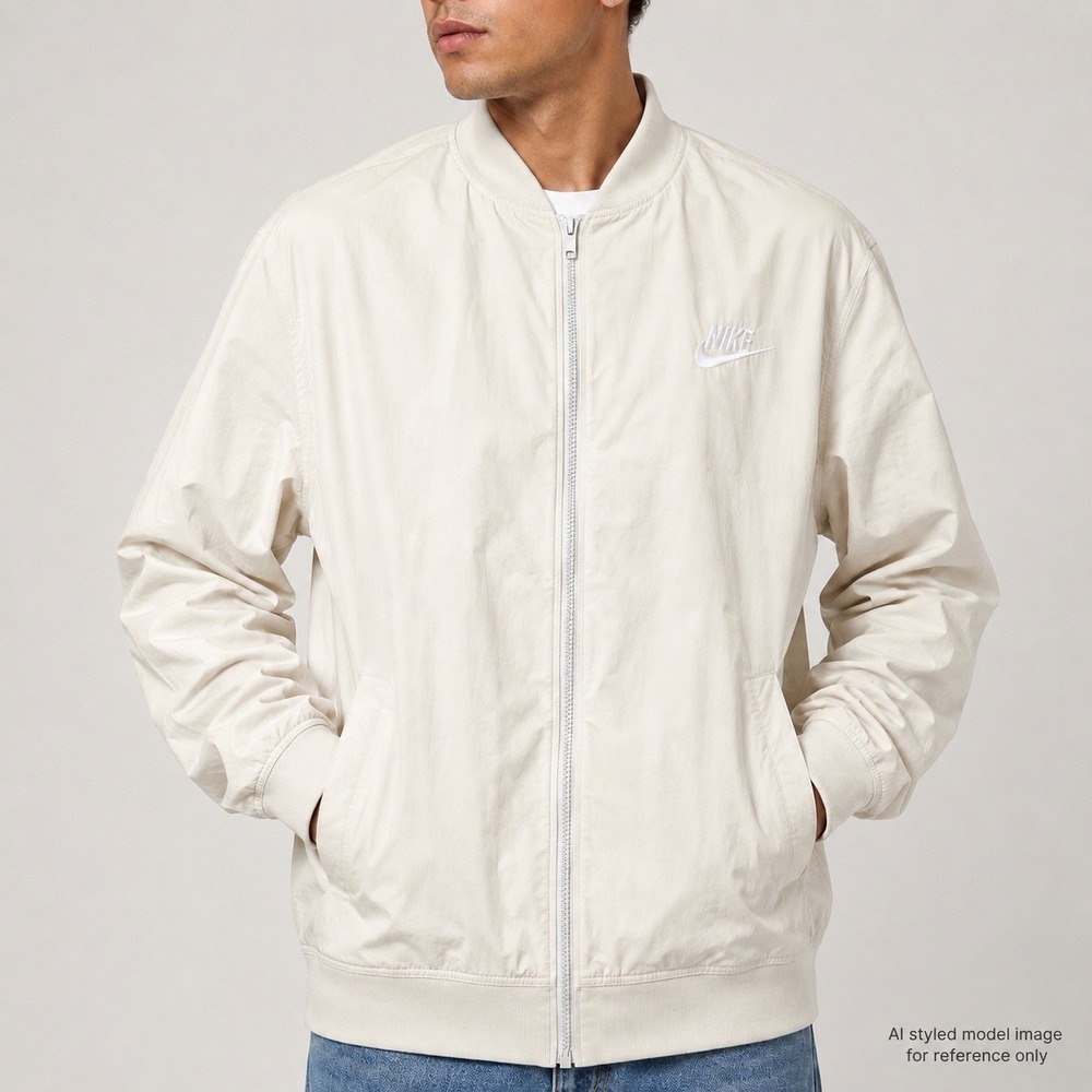 Nike Bomber Jacket Men L Sail Cream Woven Unlined Sportswear DM6821-104